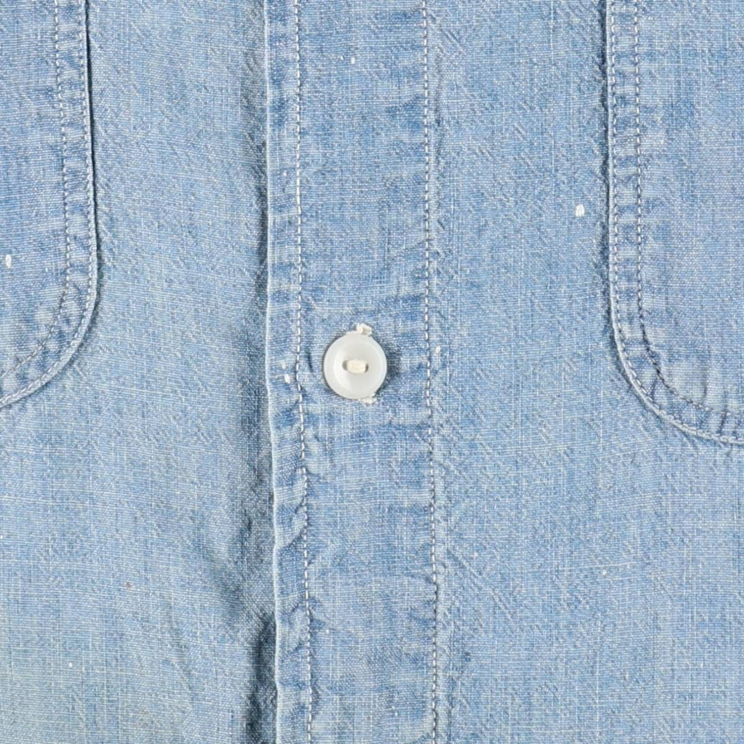 1950'S BLUE BELL PEPPERELL Long-Sleeve Chambray Shirt, Men's Size M (Equivalent), Vintage unclear Blue type light blue Vintage Second Hand