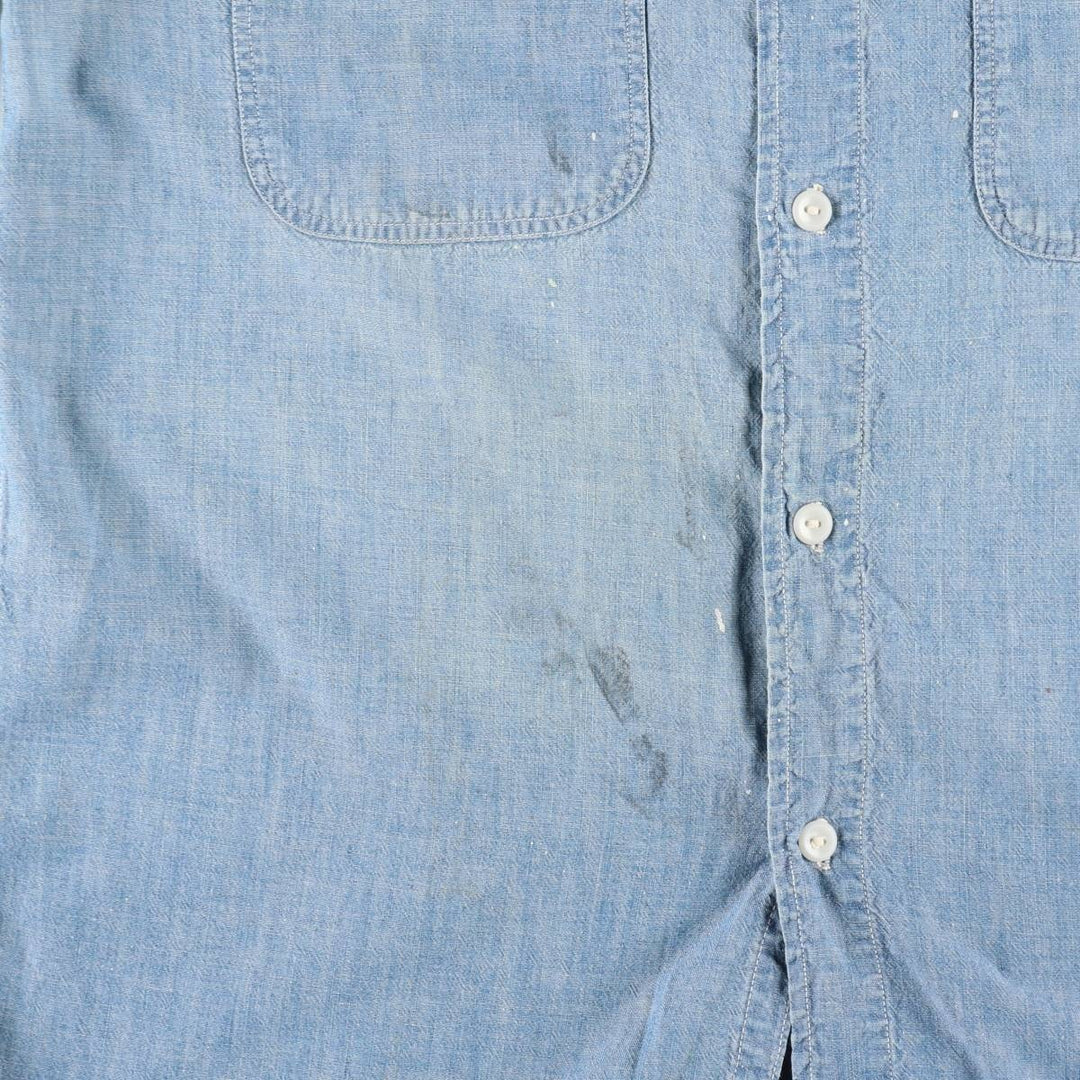1950'S BLUE BELL PEPPERELL Long-Sleeve Chambray Shirt, Men's Size M (Equivalent), Vintage unclear Blue type light blue Vintage Second Hand
