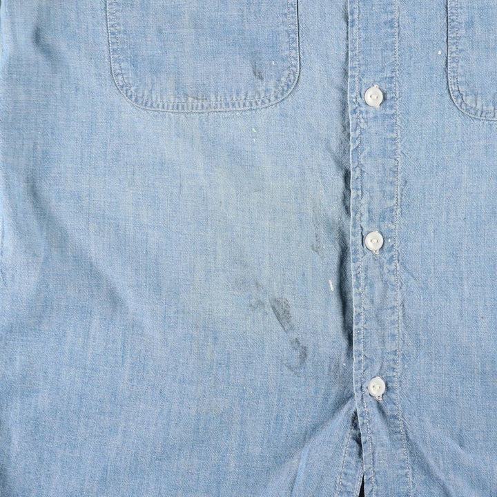 1950'S BLUE BELL PEPPERELL Long-Sleeve Chambray Shirt, Men's Size M (Equivalent), Vintage unclear Blue type light blue Vintage Second Hand
