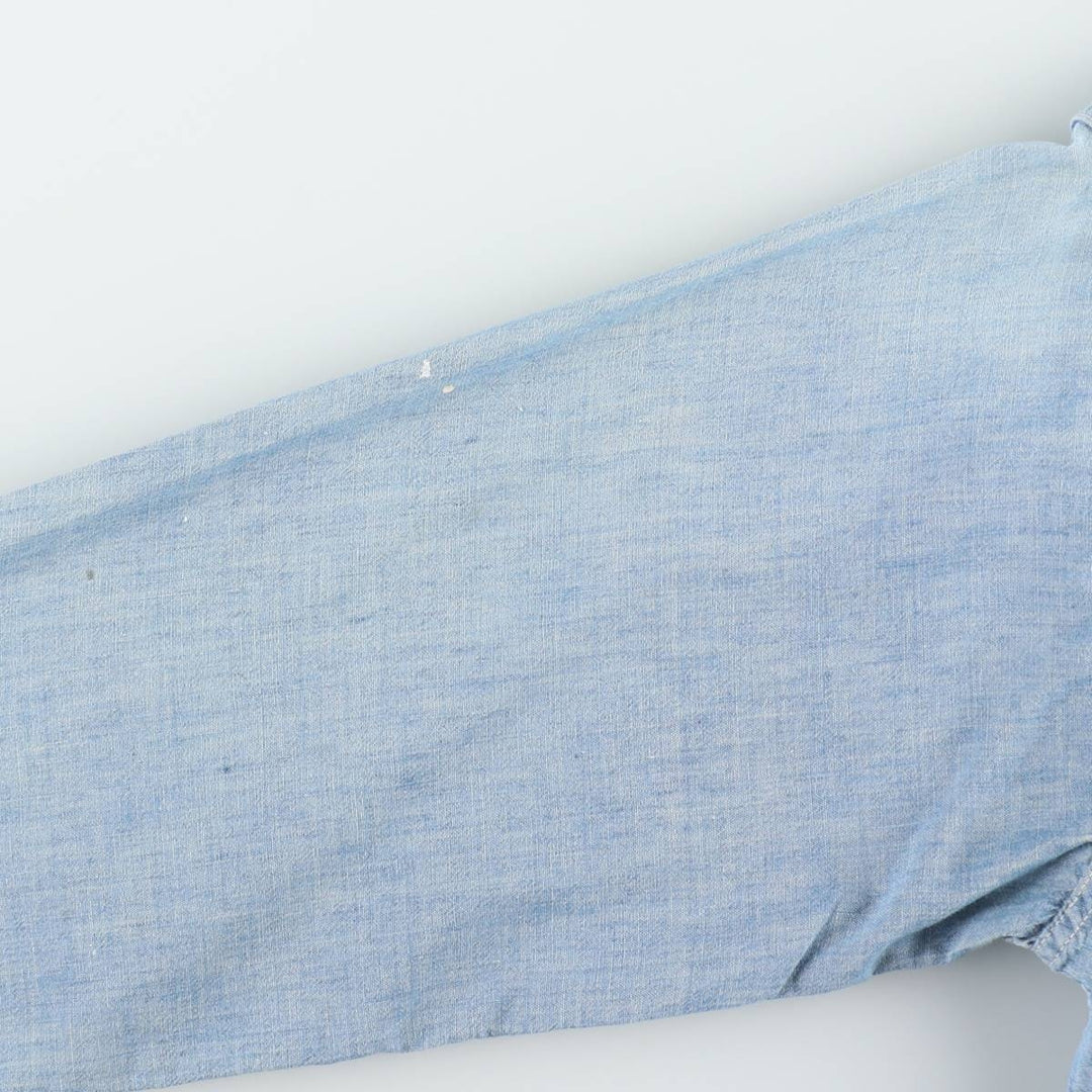 1950'S BLUE BELL PEPPERELL Long-Sleeve Chambray Shirt, Men's Size M (Equivalent), Vintage unclear Blue type light blue Vintage Second Hand