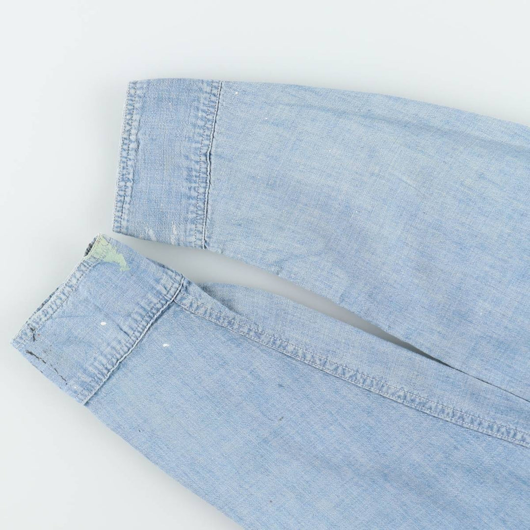 1950'S BLUE BELL PEPPERELL Long-Sleeve Chambray Shirt, Men's Size M (Equivalent), Vintage unclear Blue type light blue Vintage Second Hand