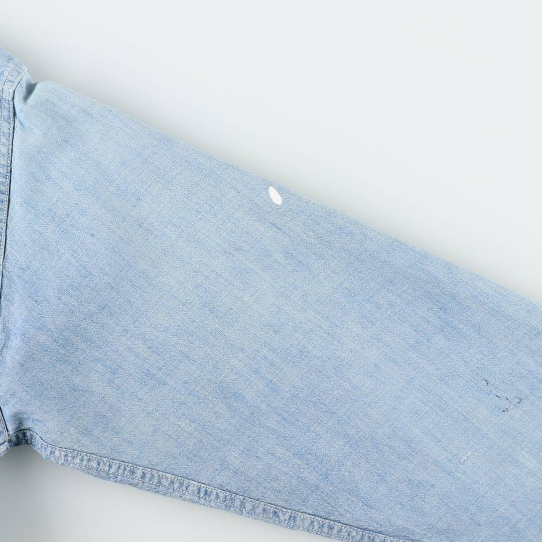 1950'S BLUE BELL PEPPERELL Long-Sleeve Chambray Shirt, Men's Size M (Equivalent), Vintage unclear Blue type light blue Vintage Second Hand
