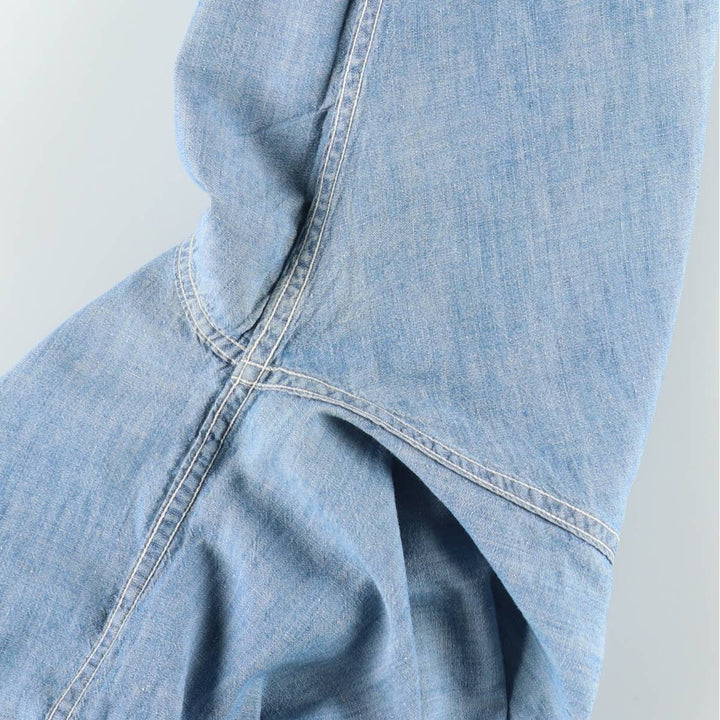 1950'S BLUE BELL PEPPERELL Long-Sleeve Chambray Shirt, Men's Size M (Equivalent), Vintage unclear Blue type light blue Vintage Second Hand