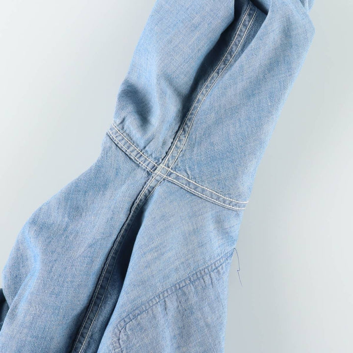1950'S BLUE BELL PEPPERELL Long-Sleeve Chambray Shirt, Men's Size M (Equivalent), Vintage unclear Blue type light blue Vintage Second Hand