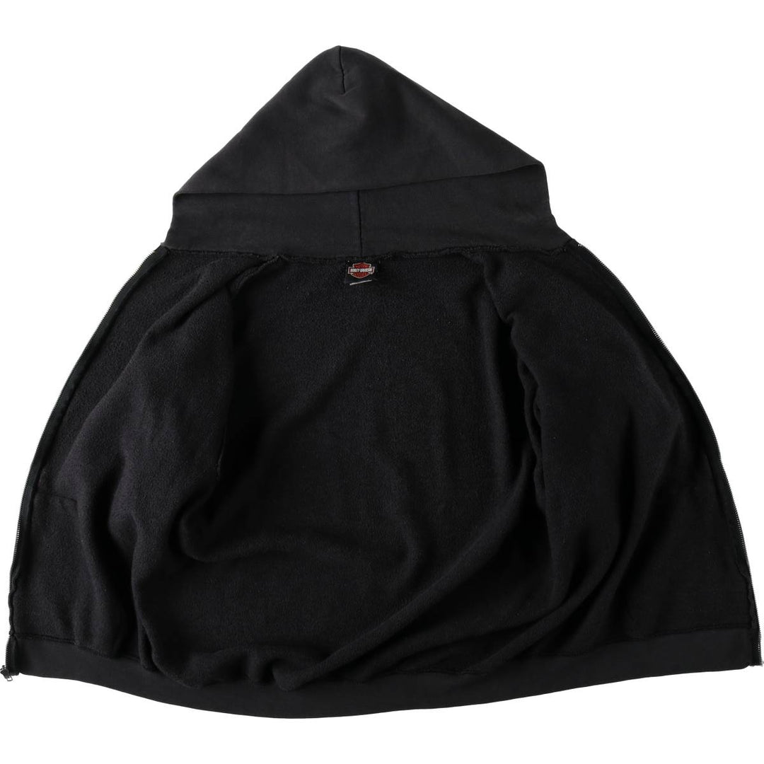 2000'S Harley-Davidson Fire Pattern Full-Zip Sweatshirt Hoodie (Men's Size L) cotton black type Vintage Second Hand