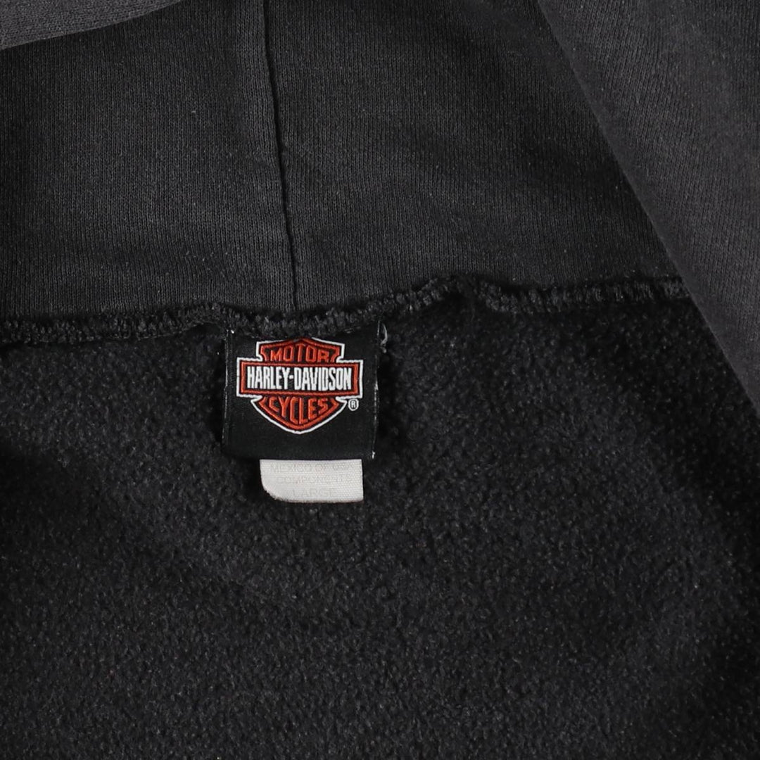 2000'S Harley-Davidson Fire Pattern Full-Zip Sweatshirt Hoodie (Men's Size L) cotton black type Vintage Second Hand