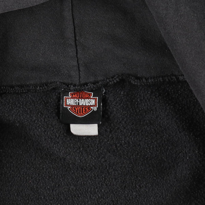 2000'S Harley-Davidson Fire Pattern Full-Zip Sweatshirt Hoodie (Men's Size L) cotton black type Vintage Second Hand