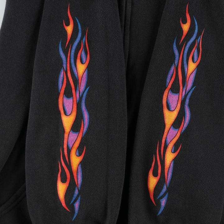 2000'S Harley-Davidson Fire Pattern Full-Zip Sweatshirt Hoodie, Men's Size XL (approx.) cotton black type Vintage Second Hand