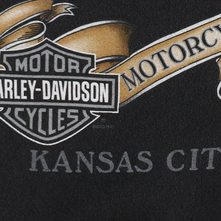 2000'S Harley-Davidson Fire Pattern Full-Zip Sweatshirt Hoodie, Men's Size XL (approx.) cotton black type Vintage Second Hand