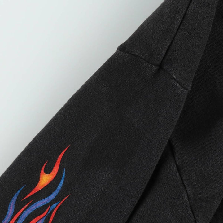 2000'S Harley-Davidson Fire Pattern Full-Zip Sweatshirt Hoodie, Men's Size XL (approx.) cotton black type Vintage Second Hand