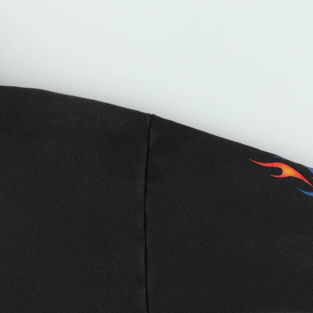 2000'S Harley-Davidson Fire Pattern Full-Zip Sweatshirt Hoodie, Men's Size XL (approx.) cotton black type Vintage Second Hand