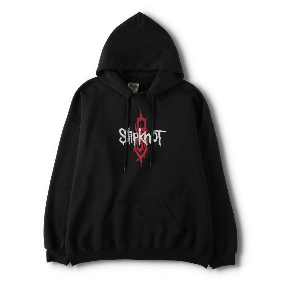 90'S TULTEX SLIPKNOT Cut-off Band Sweatshirt Pullover Hoodie, Men's XL (approx.) cotton black type Vintage Second Hand