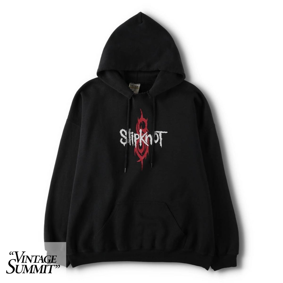 90'S TULTEX SLIPKNOT Cut-off Band Sweatshirt Pullover Hoodie, Men's XL (approx.) cotton black type Vintage Second Hand