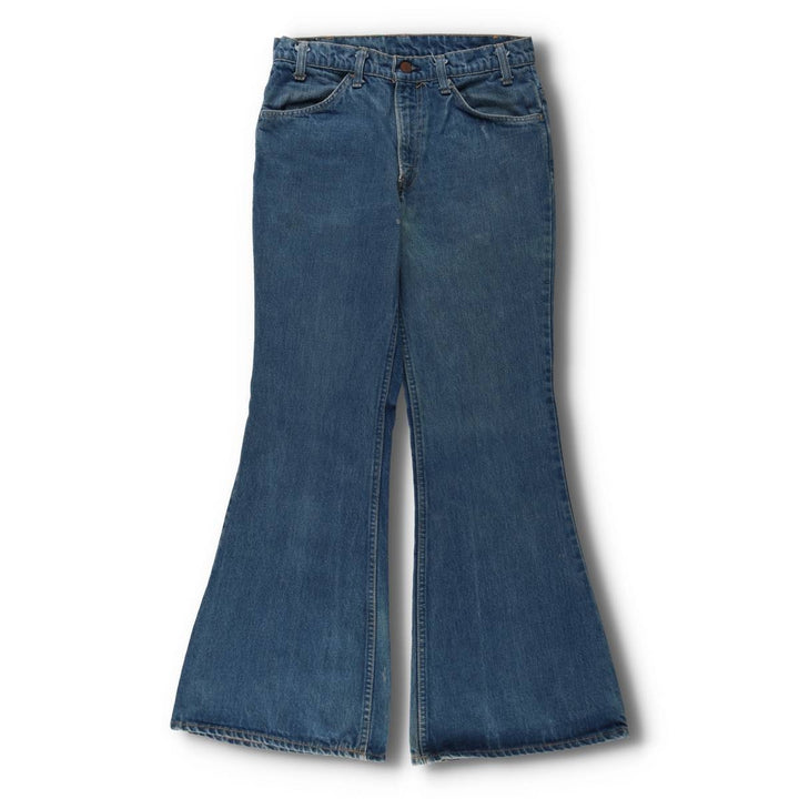1970'S Levi's 684-0217 Late 66 Series Orange Tab Bell-Bottom Denim Pants W31 L32 (Men's equivalent to W30) Vintage unclear blue type Vintage Second Hand