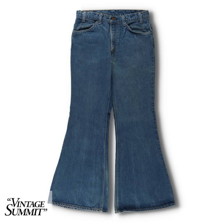 1970'S Levi's 684-0217 Late 66 Series Orange Tab Bell-Bottom Denim Pants W31 L32 (Men's equivalent to W30) Vintage unclear blue type Vintage Second Hand