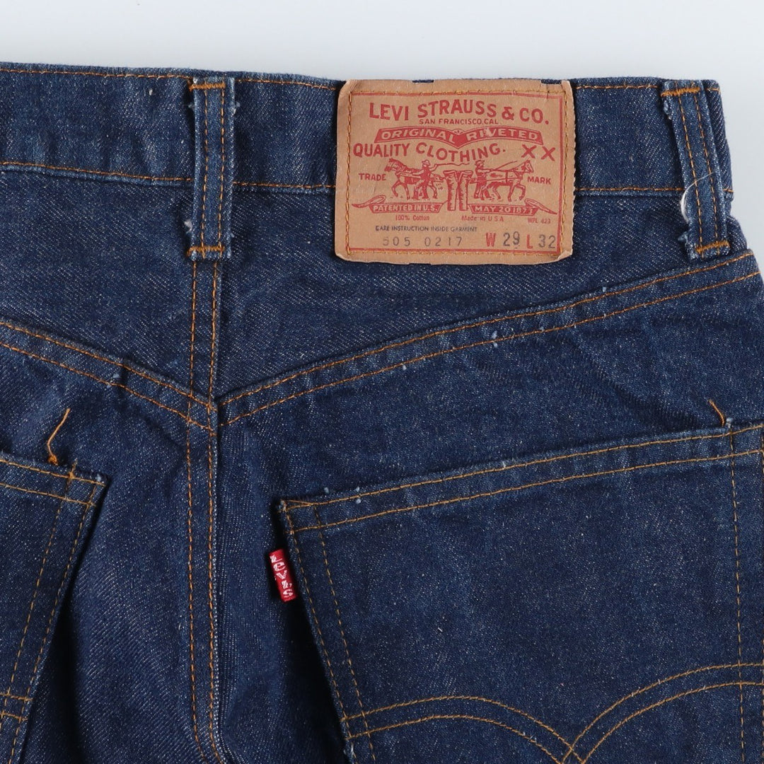 Dark navy 1970'S Levi's 505-0217 late 66 tapered denim pants, made in USA, men's size W29 equivalent, vintage. cotton navy blue type Vintage Second Hand