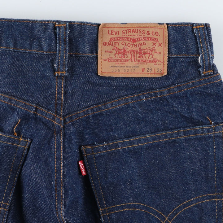 Dark navy 1970'S Levi's 505-0217 late 66 tapered denim pants, made in USA, men's size W29 equivalent, vintage. cotton navy blue type Vintage Second Hand