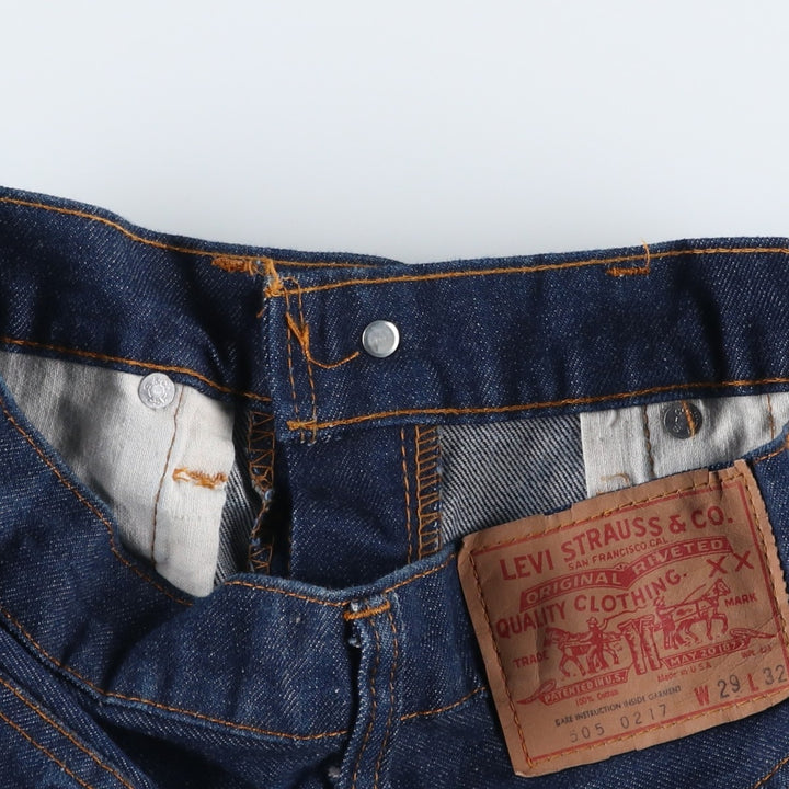 Dark navy 1970'S Levi's 505-0217 late 66 tapered denim pants, made in USA, men's size W29 equivalent, vintage. cotton navy blue type Vintage Second Hand