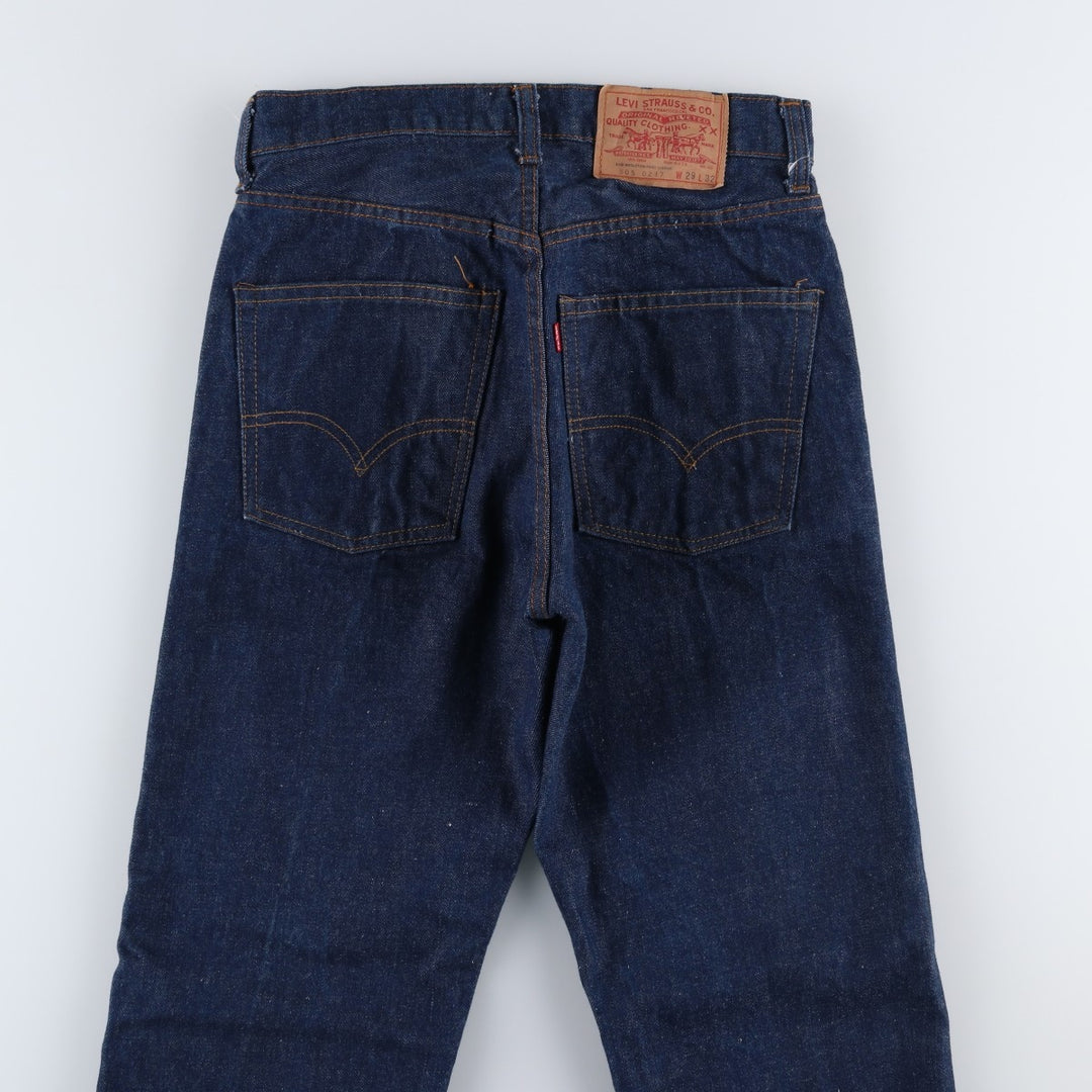 Dark navy 1970'S Levi's 505-0217 late 66 tapered denim pants, made in USA, men's size W29 equivalent, vintage. cotton navy blue type Vintage Second Hand