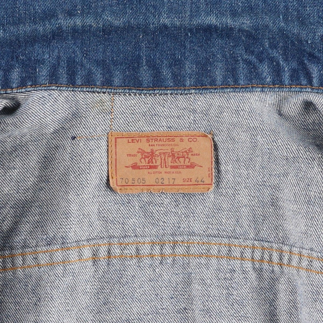 70s-80'S Levi's 70505-0217 Denim Jacket, Made in USA, Men's Size L (Equivalent), Vintage cotton blue type Vintage Second Hand