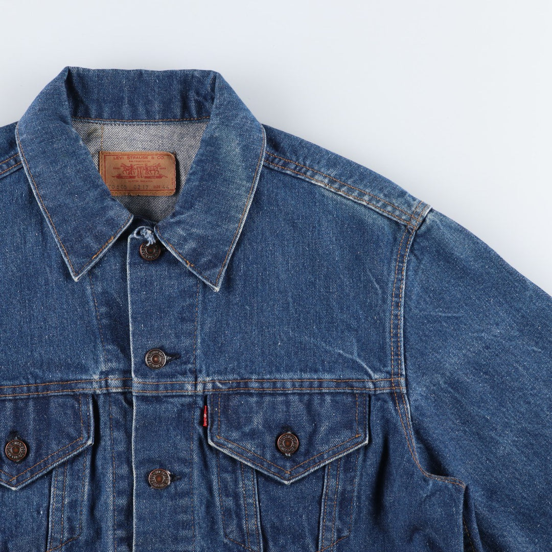 70s-80'S Levi's 70505-0217 Denim Jacket, Made in USA, Men's Size L (Equivalent), Vintage cotton blue type Vintage Second Hand