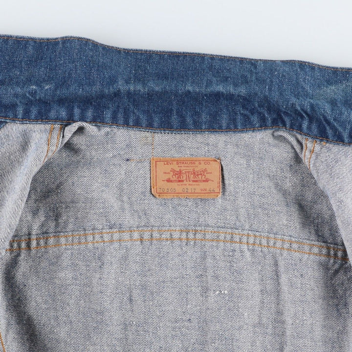 70s-80'S Levi's 70505-0217 Denim Jacket, Made in USA, Men's Size L (Equivalent), Vintage cotton blue type Vintage Second Hand