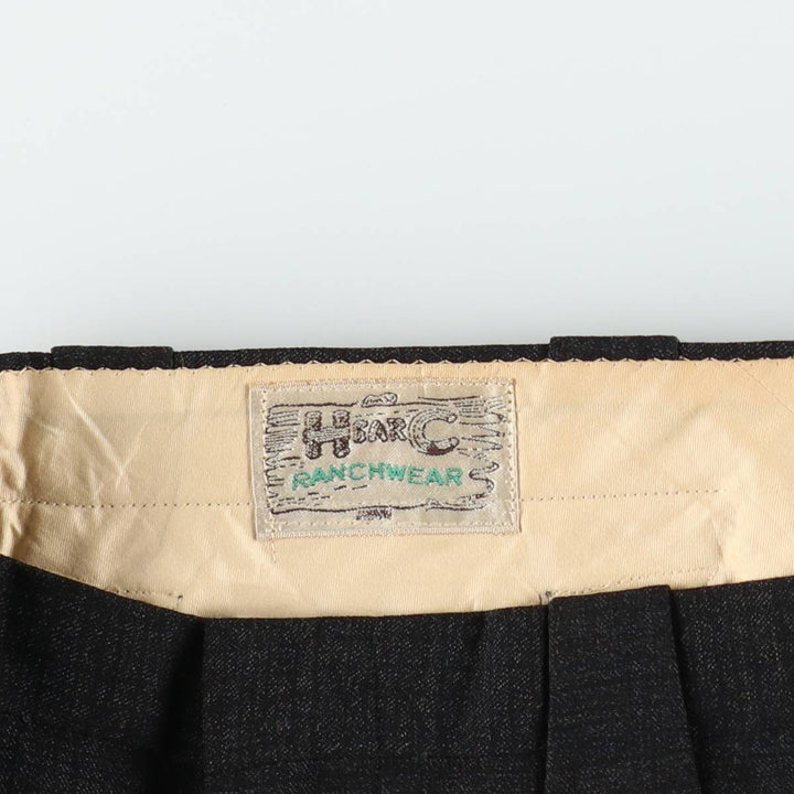 1950'S H BAR C RANCHWEAR Check Pattern Long Pants, Men's Size W32 (approx.) unclear black type Vintage Second Hand