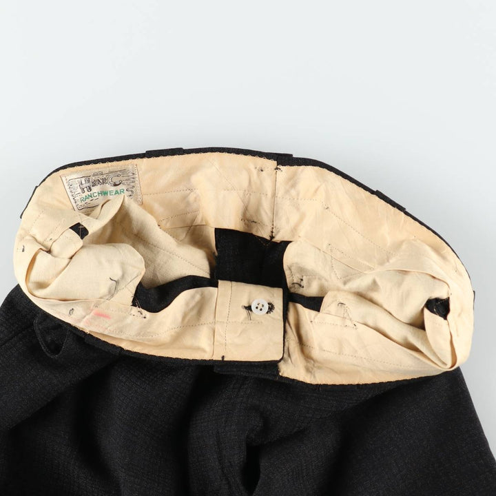 1950'S H BAR C RANCHWEAR Check Pattern Long Pants, Men's Size W32 (approx.) unclear black type Vintage Second Hand