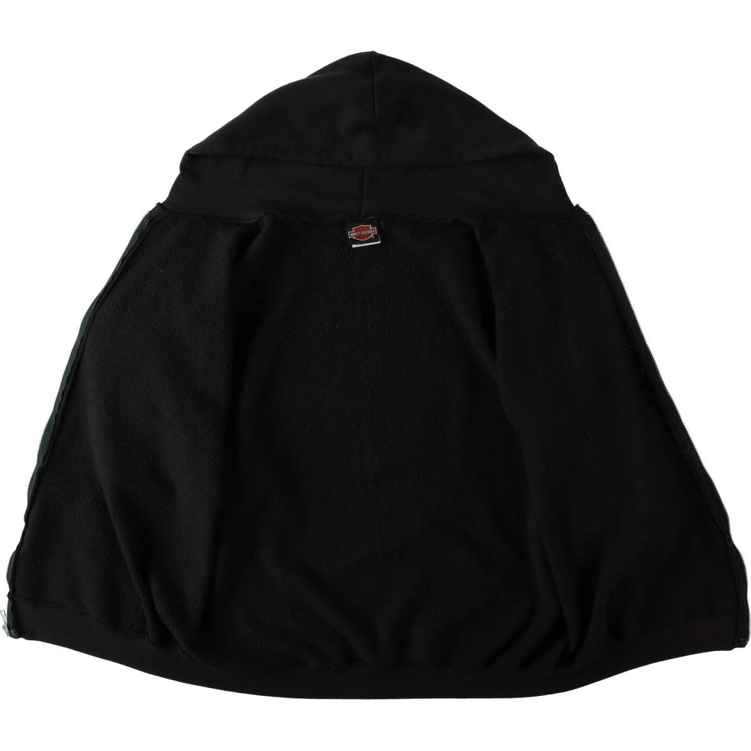 90'S Harley-Davidson Fire Pattern Full-Zip Sweatshirt Hoodie, Made in USA, Men's Size XL (approx.) cotton black type Vintage Second Hand