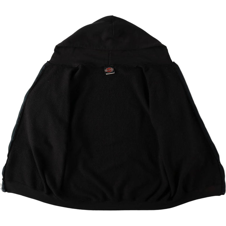 90'S Harley-Davidson Fire Pattern Full-Zip Sweatshirt Hoodie, Made in USA, Men's Size XL (approx.) cotton black type Vintage Second Hand