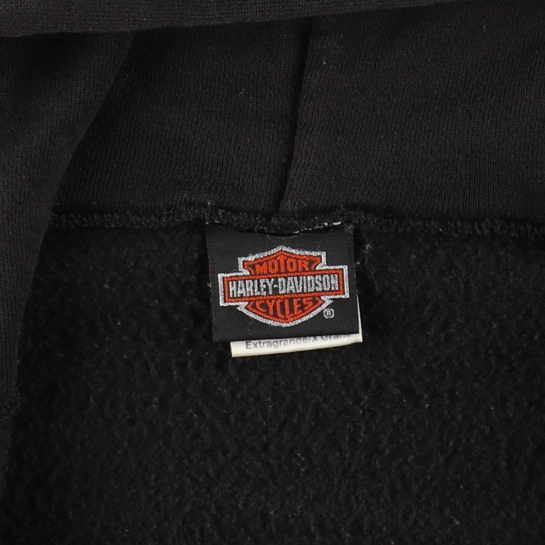 90'S Harley-Davidson Fire Pattern Full-Zip Sweatshirt Hoodie, Made in USA, Men's Size XL (approx.) cotton black type Vintage Second Hand
