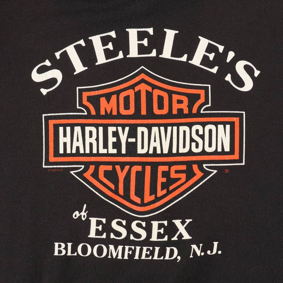 90'S Harley-Davidson Fire Pattern Full-Zip Sweatshirt Hoodie, Made in USA, Men's Size XL (approx.) cotton black type Vintage Second Hand