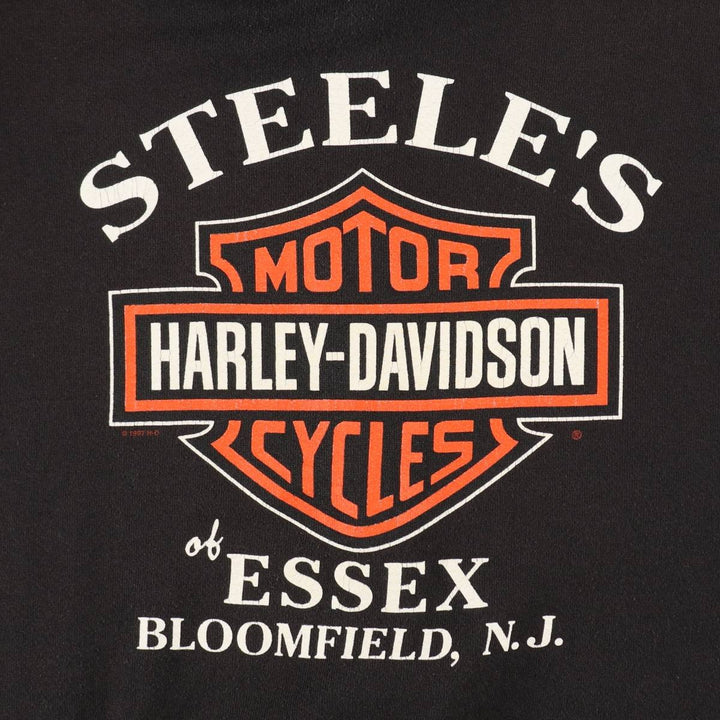 90'S Harley-Davidson Fire Pattern Full-Zip Sweatshirt Hoodie, Made in USA, Men's Size XL (approx.) cotton black type Vintage Second Hand