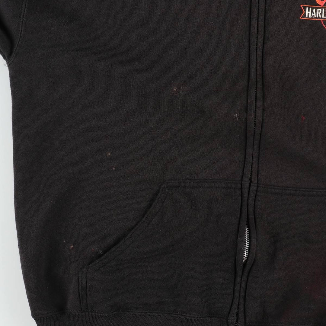 90'S Harley-Davidson Fire Pattern Full-Zip Sweatshirt Hoodie, Made in USA, Men's Size XL (approx.) cotton black type Vintage Second Hand