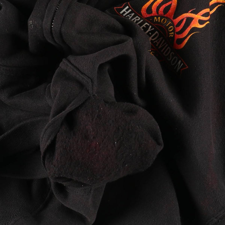 90'S Harley-Davidson Fire Pattern Full-Zip Sweatshirt Hoodie, Made in USA, Men's Size XL (approx.) cotton black type Vintage Second Hand