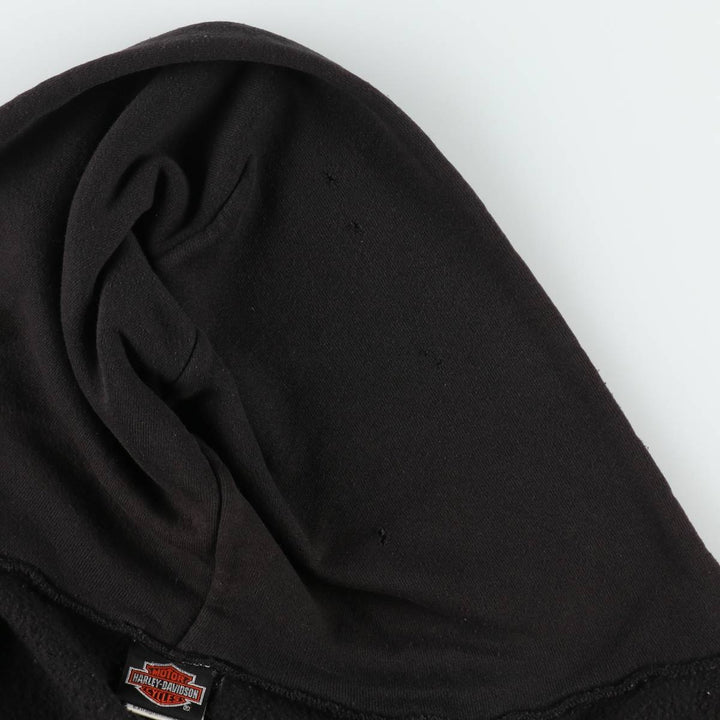 90'S Harley-Davidson Fire Pattern Full-Zip Sweatshirt Hoodie, Made in USA, Men's Size XL (approx.) cotton black type Vintage Second Hand