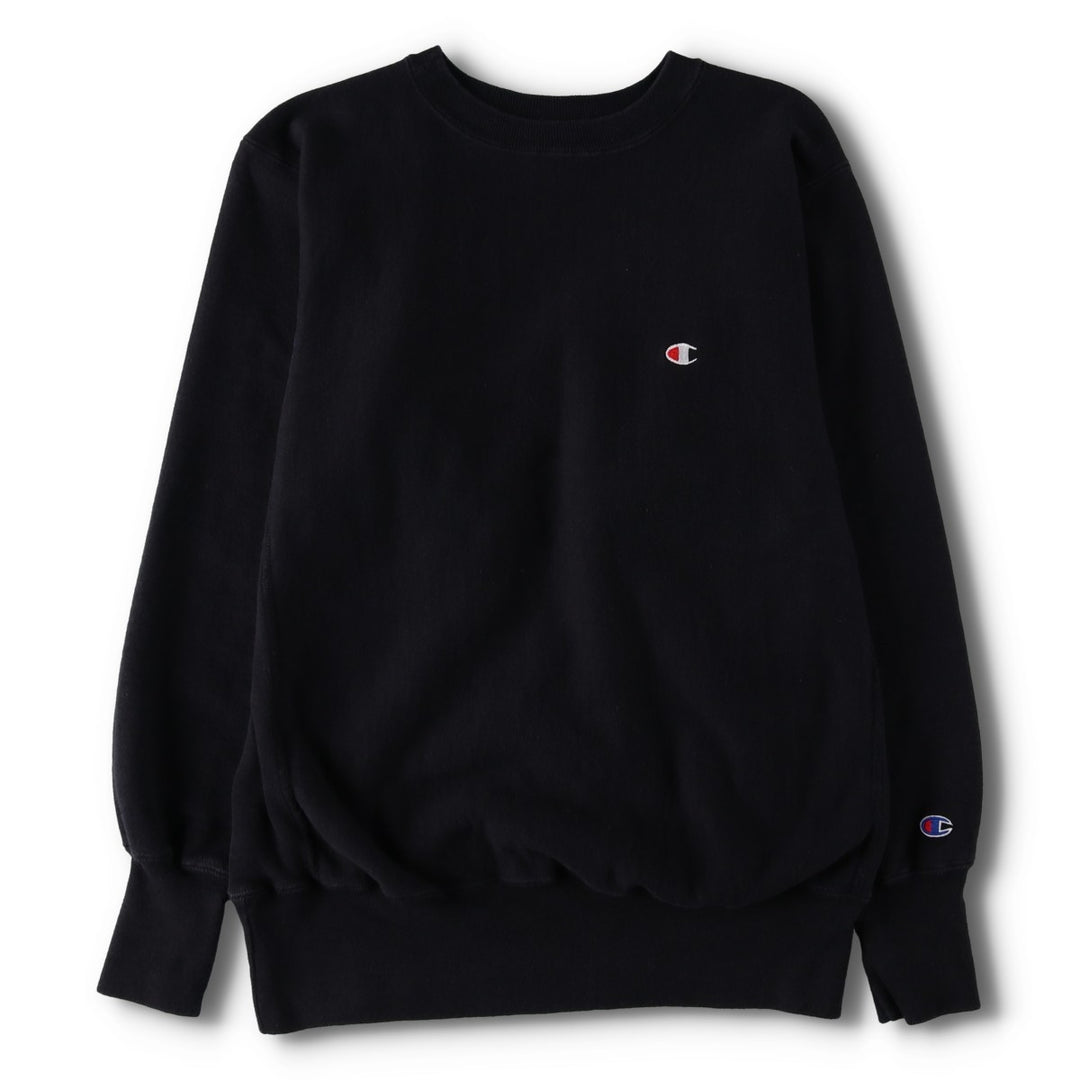 90'S Champion Reverse Weave Embroidered Tag One Point Logo Sweatshirt Trainer Made in USA Men's L size cotton black type Vintage Second Hand
