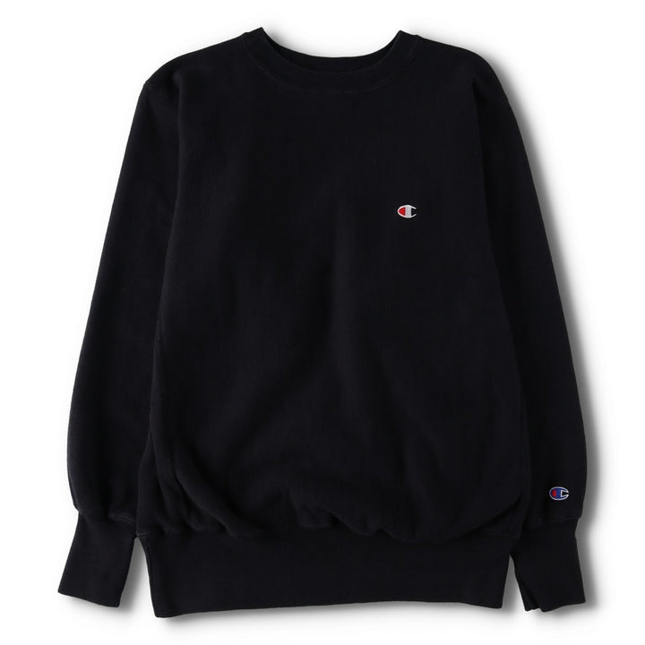 90'S Champion Reverse Weave Embroidered Tag One Point Logo Sweatshirt Trainer Made in USA Men's L size cotton black type Vintage Second Hand