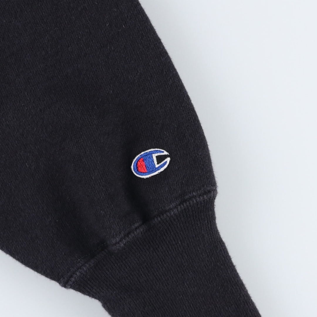 90'S Champion Reverse Weave Embroidered Tag One Point Logo Sweatshirt Trainer Made in USA Men's L size cotton black type Vintage Second Hand