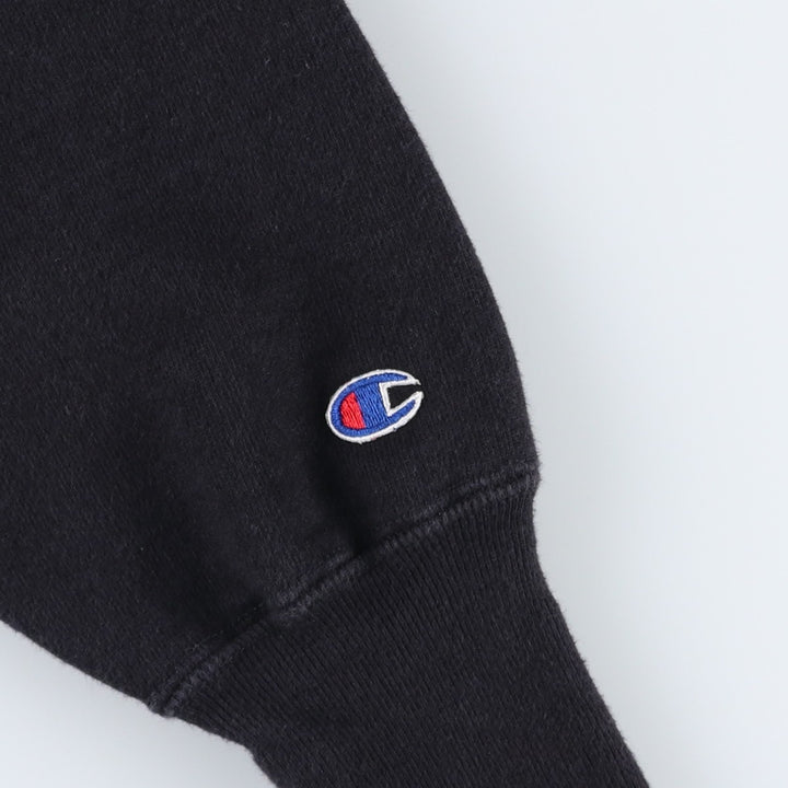90'S Champion Reverse Weave Embroidered Tag One Point Logo Sweatshirt Trainer Made in USA Men's L size cotton black type Vintage Second Hand