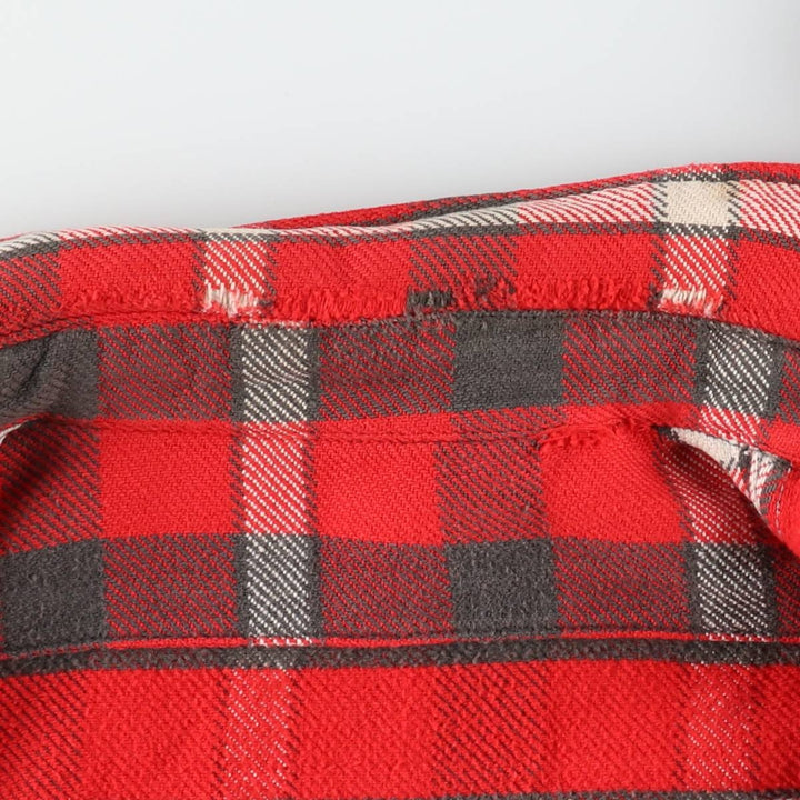 1950s-1960'S Check Pattern Long-Sleeve Heavy Flannel Check Shirt, Men's Size XL (Equivalent), Vintage unclear red type Vintage Second Hand