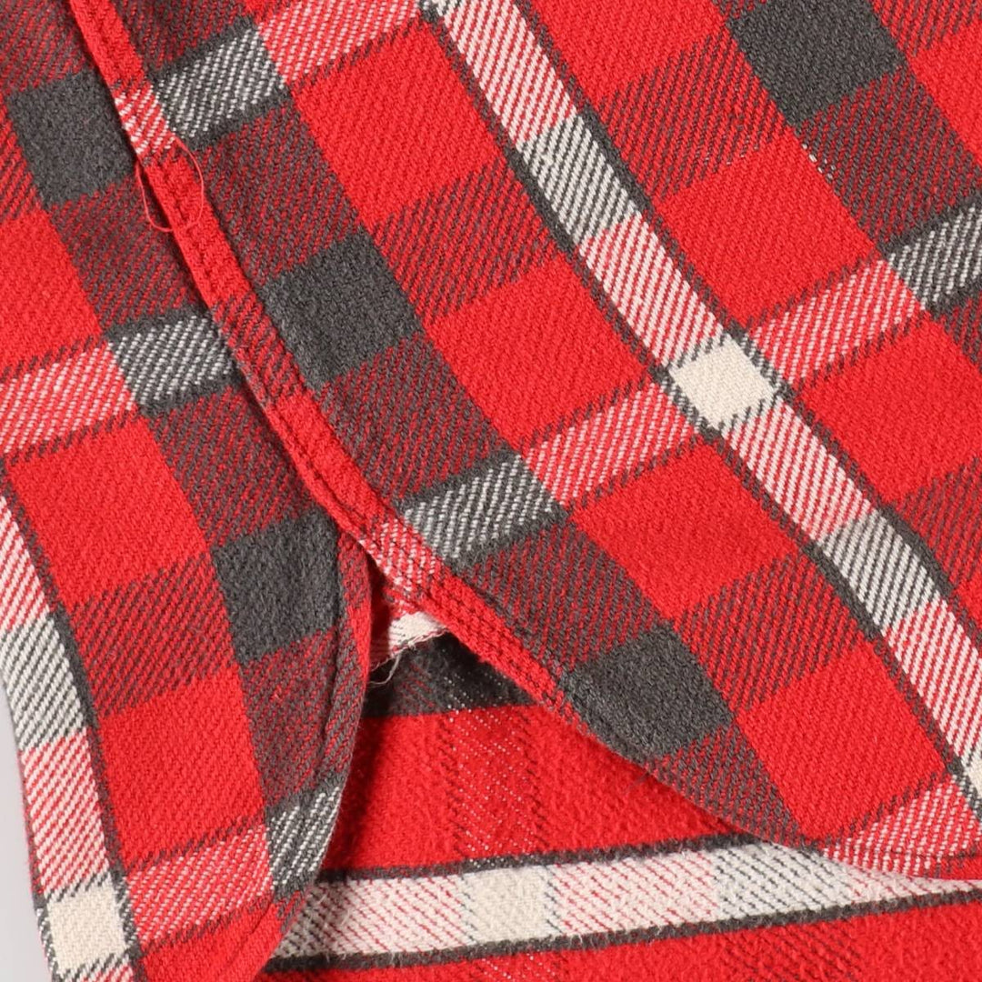 1950s-1960'S Check Pattern Long-Sleeve Heavy Flannel Check Shirt, Men's Size XL (Equivalent), Vintage unclear red type Vintage Second Hand
