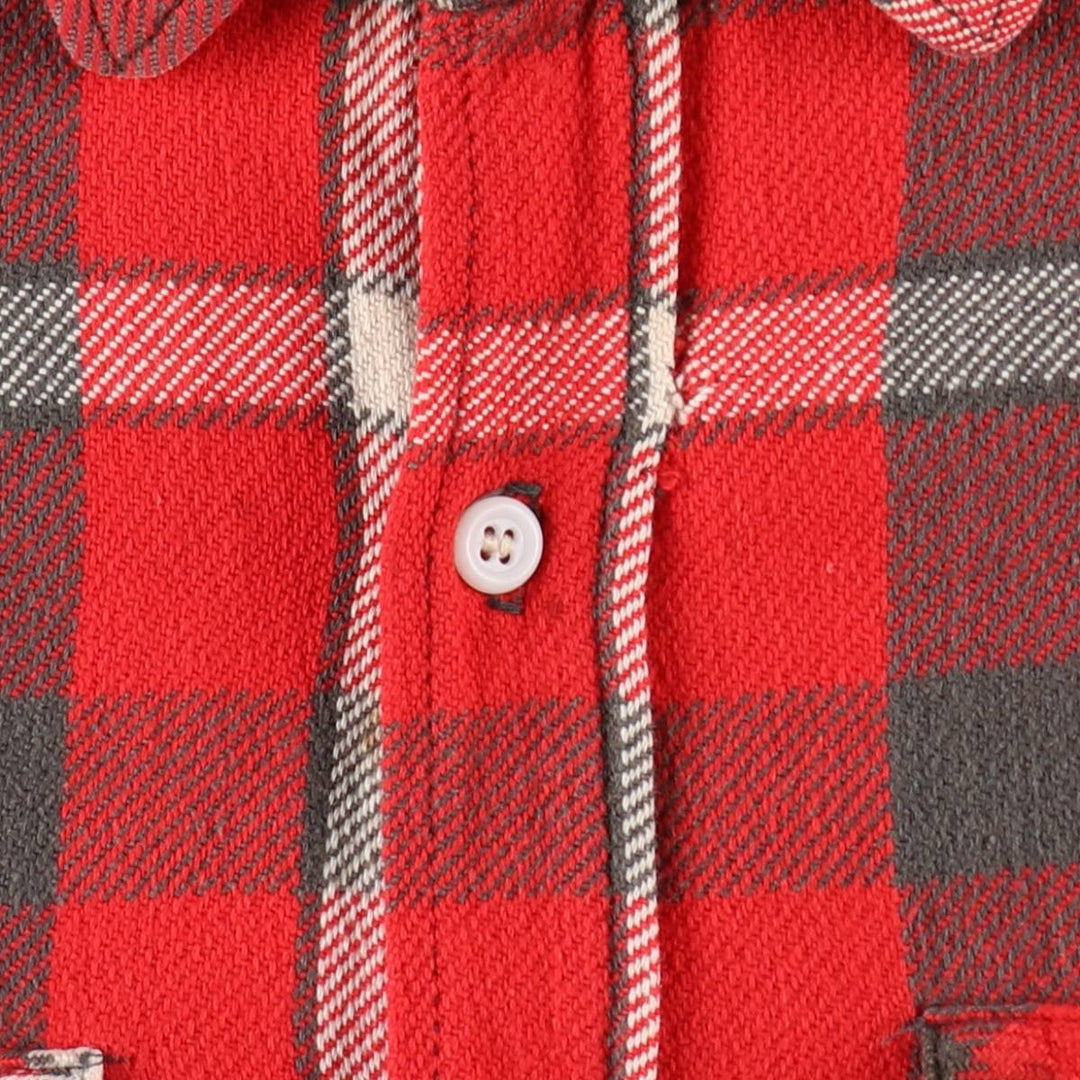 1950s-1960'S Check Pattern Long-Sleeve Heavy Flannel Check Shirt, Men's Size XL (Equivalent), Vintage unclear red type Vintage Second Hand