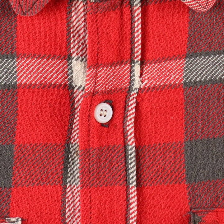 1950s-1960'S Check Pattern Long-Sleeve Heavy Flannel Check Shirt, Men's Size XL (Equivalent), Vintage unclear red type Vintage Second Hand