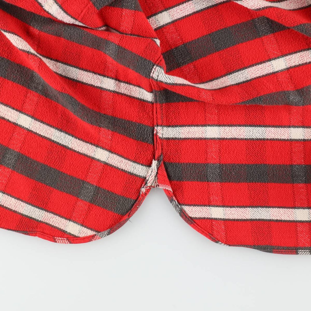 1950s-1960'S Check Pattern Long-Sleeve Heavy Flannel Check Shirt, Men's Size XL (Equivalent), Vintage unclear red type Vintage Second Hand