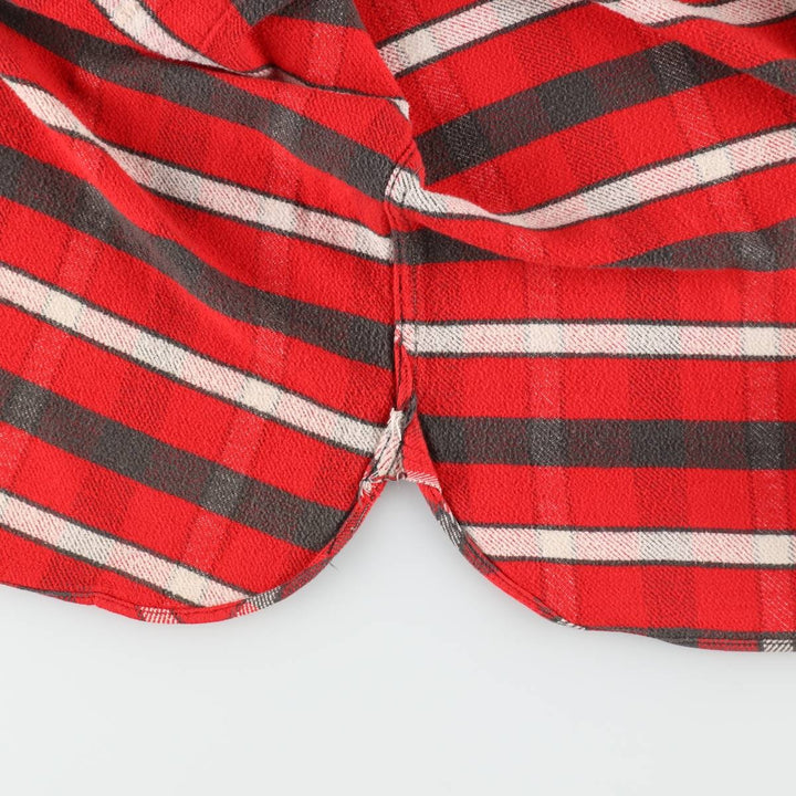 1950s-1960'S Check Pattern Long-Sleeve Heavy Flannel Check Shirt, Men's Size XL (Equivalent), Vintage unclear red type Vintage Second Hand