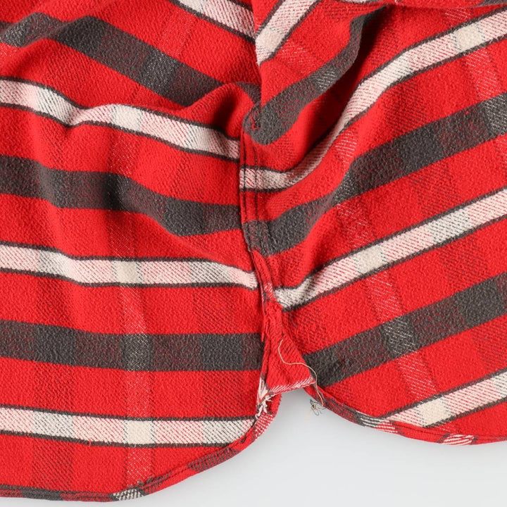 1950s-1960'S Check Pattern Long-Sleeve Heavy Flannel Check Shirt, Men's Size XL (Equivalent), Vintage unclear red type Vintage Second Hand