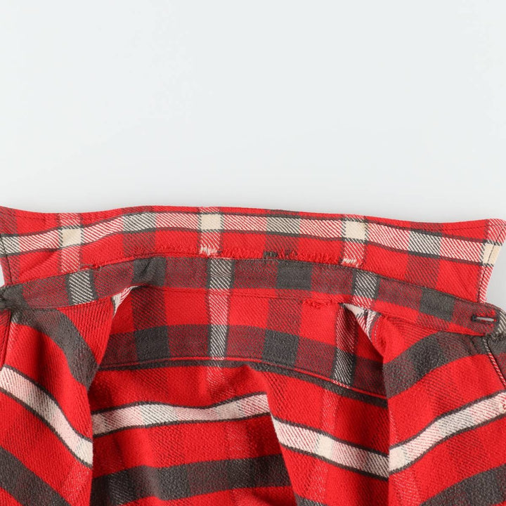 1950s-1960'S Check Pattern Long-Sleeve Heavy Flannel Check Shirt, Men's Size XL (Equivalent), Vintage unclear red type Vintage Second Hand