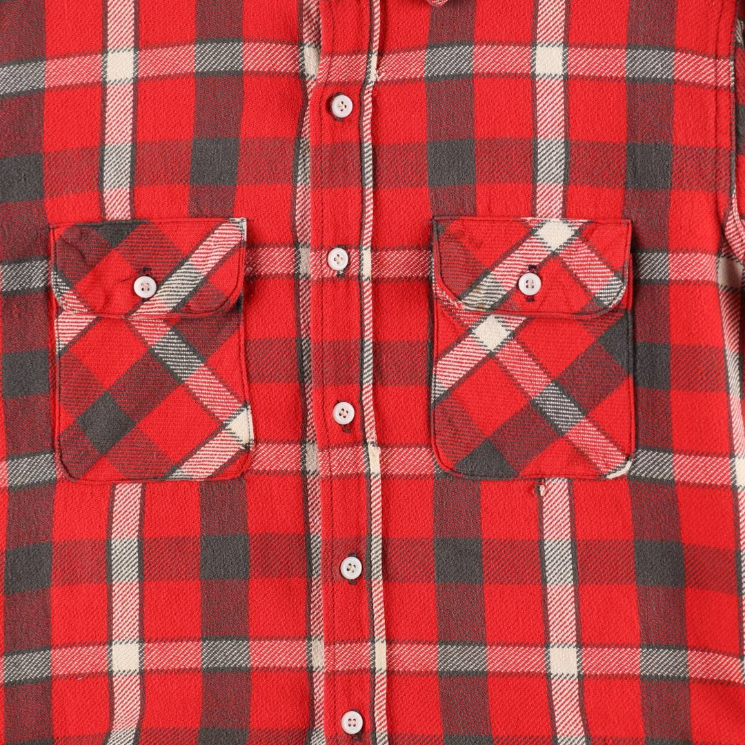 1950s-1960'S Check Pattern Long-Sleeve Heavy Flannel Check Shirt, Men's Size XL (Equivalent), Vintage unclear red type Vintage Second Hand