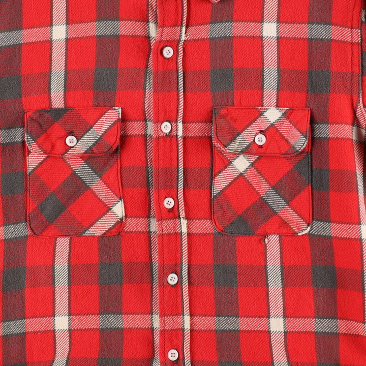 1950s-1960'S Check Pattern Long-Sleeve Heavy Flannel Check Shirt, Men's Size XL (Equivalent), Vintage unclear red type Vintage Second Hand